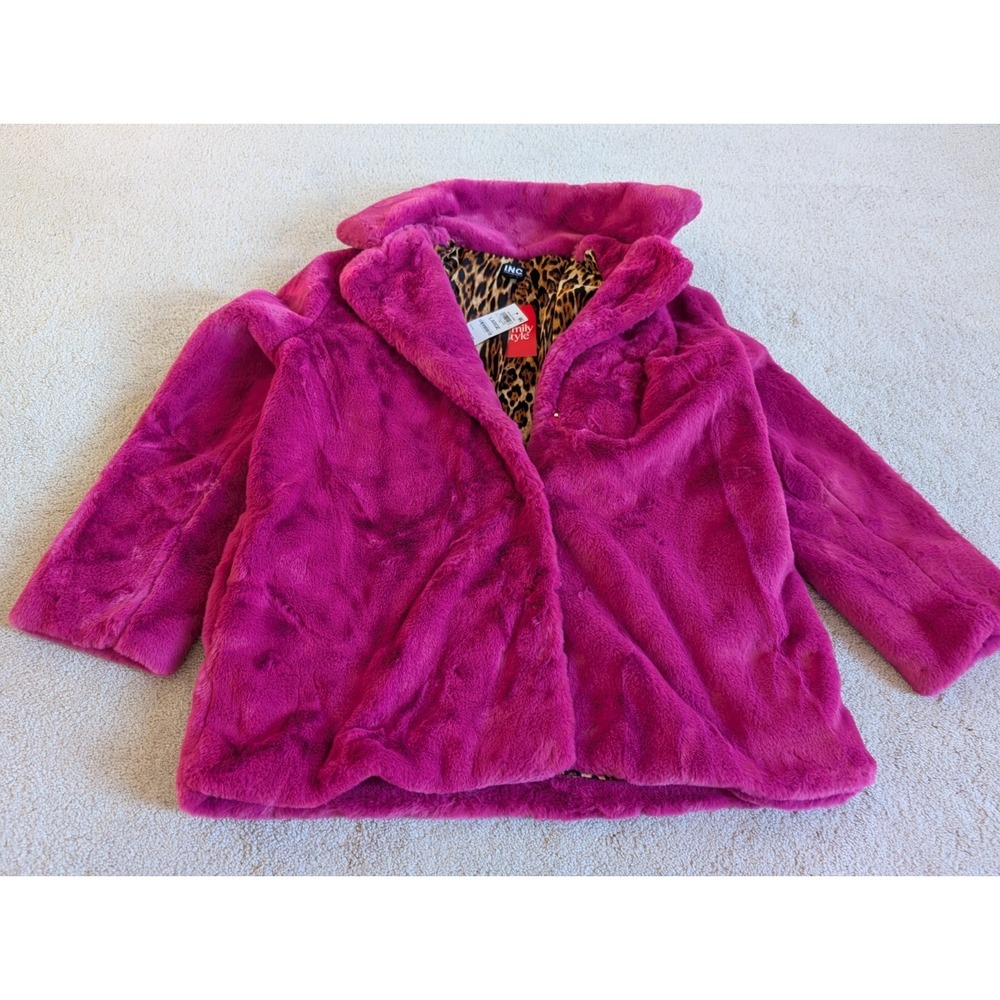 INC International Concepts Mommy Me Pink Fluffy Winter Jacket Coat Large NWT